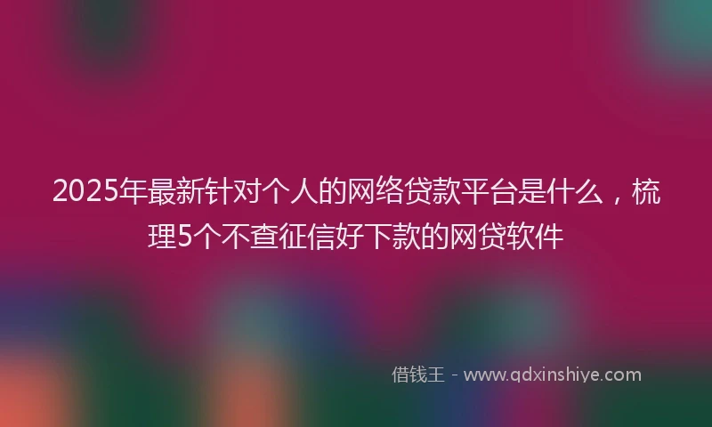 2025年最新针对个人的网络贷款平台是什么，梳理5个不查征信好下款的网贷软件