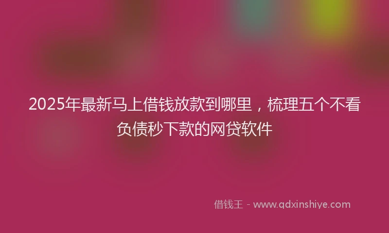 2025年最新马上借钱放款到哪里，梳理五个不看负债秒下款的网贷软件