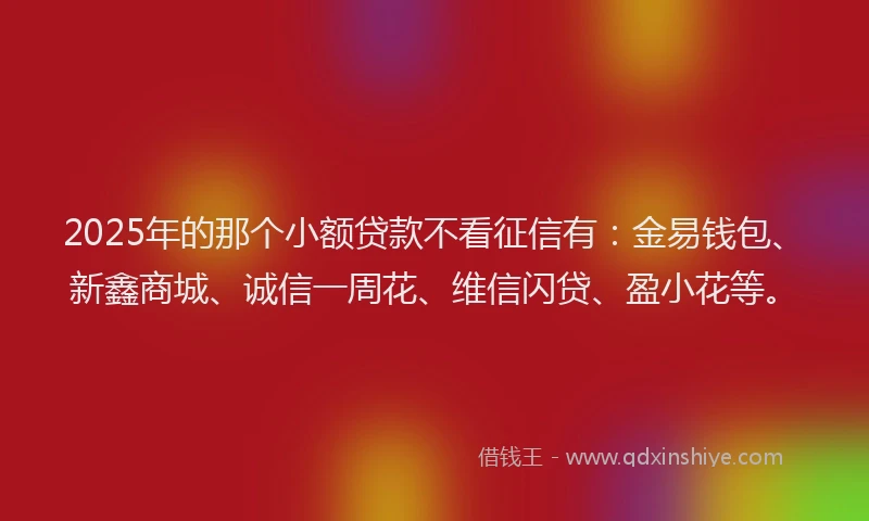 2025年的那个小额贷款不看征信有：金易钱包、新鑫商城、诚信一周花、维信闪贷、盈小花等。
