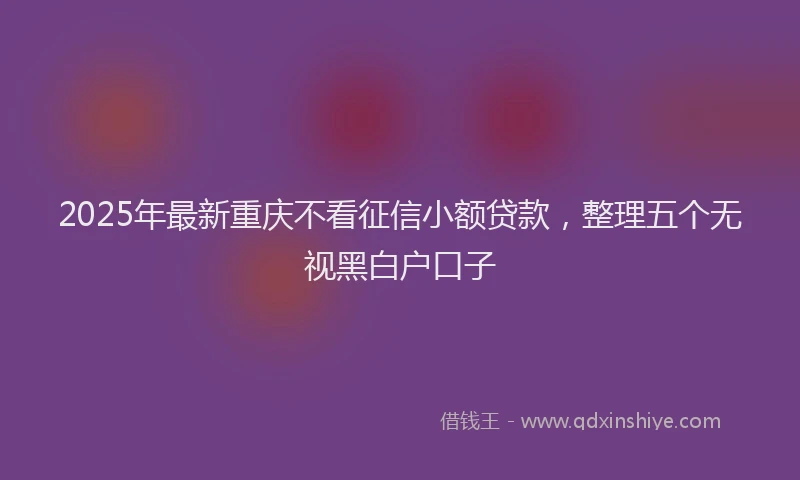 2025年最新重庆不看征信小额贷款，整理五个无视黑白户口子