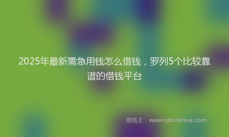 2025年最新需急用钱怎么借钱，罗列5个比较靠谱的借钱平台