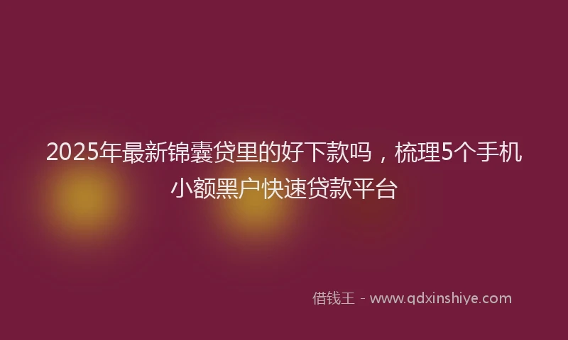 2025年最新锦囊贷里的好下款吗，梳理5个手机小额黑户快速贷款平台