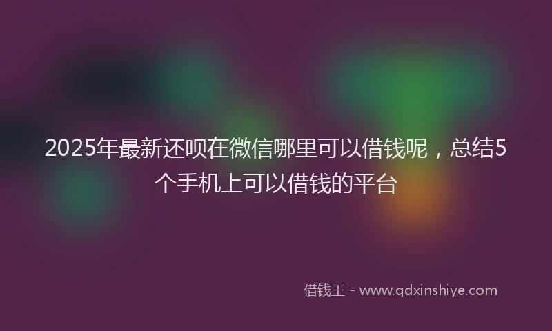 2025年最新还呗在微信哪里可以借钱呢，总结5个手机上可以借钱的平台