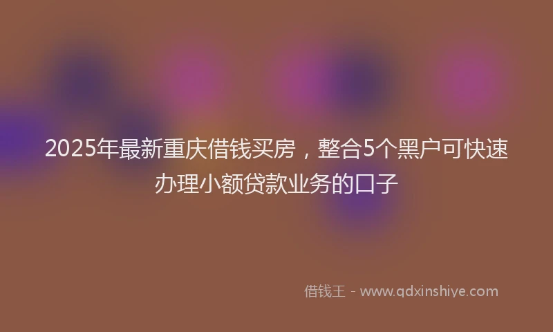 2025年最新重庆借钱买房，整合5个黑户可快速办理小额贷款业务的口子