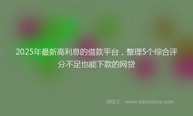 2025年最新高利息的借款平台，整理5个综合评分不足也能下款的网贷