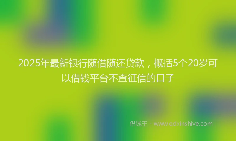 2025年最新银行随借随还贷款，概括5个20岁可以借钱平台不查征信的口子