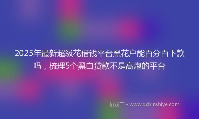 2025年最新超级花借钱平台黑花户能百分百下款吗，梳理5个黑白贷款不是高炮的平台