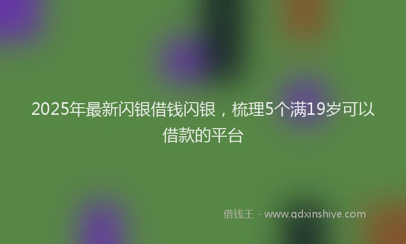 2025年最新闪银借钱闪银，梳理5个满19岁可以借款的平台