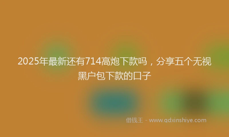 2025年最新还有714高炮下款吗，分享五个无视黑户包下款的口子