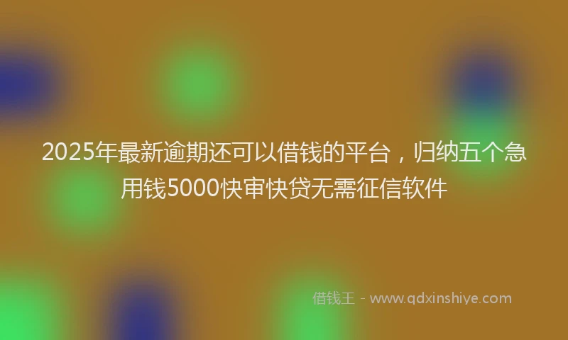 2025年最新逾期还可以借钱的平台，归纳五个急用钱5000快审快贷无需征信软件
