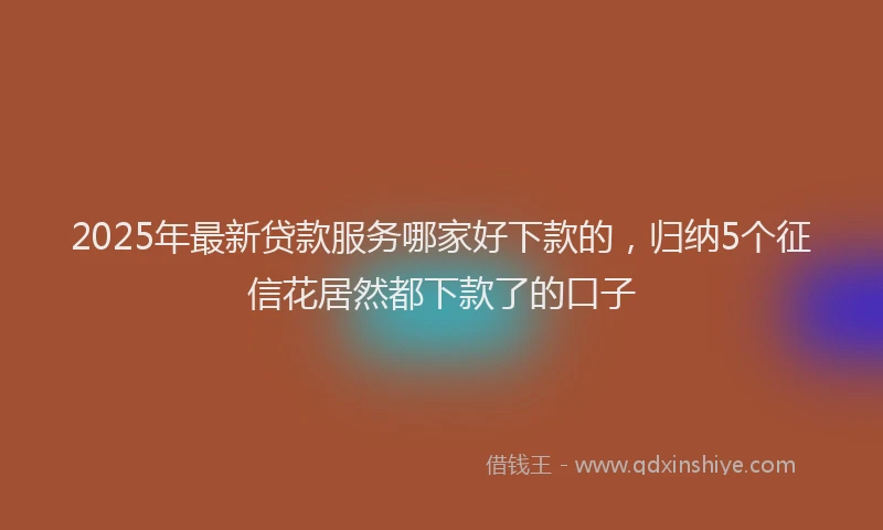 2025年最新贷款服务哪家好下款的，归纳5个征信花居然都下款了的口子