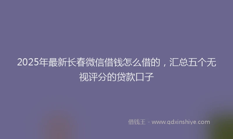 2025年最新长春微信借钱怎么借的，汇总五个无视评分的贷款口子