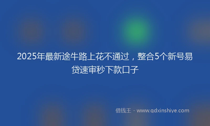 2025年最新途牛路上花不通过，整合5个新号易贷速审秒下款口子