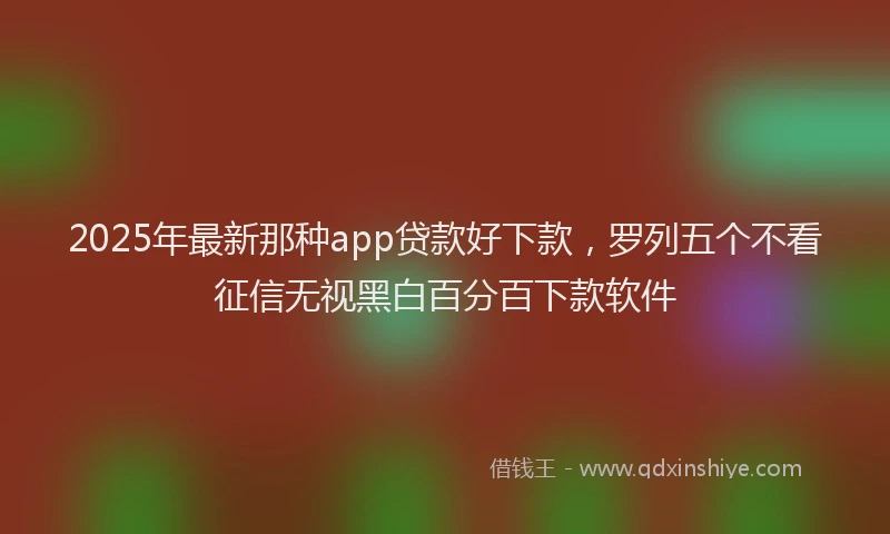 2025年最新那种app贷款好下款，罗列五个不看征信无视黑白百分百下款软件