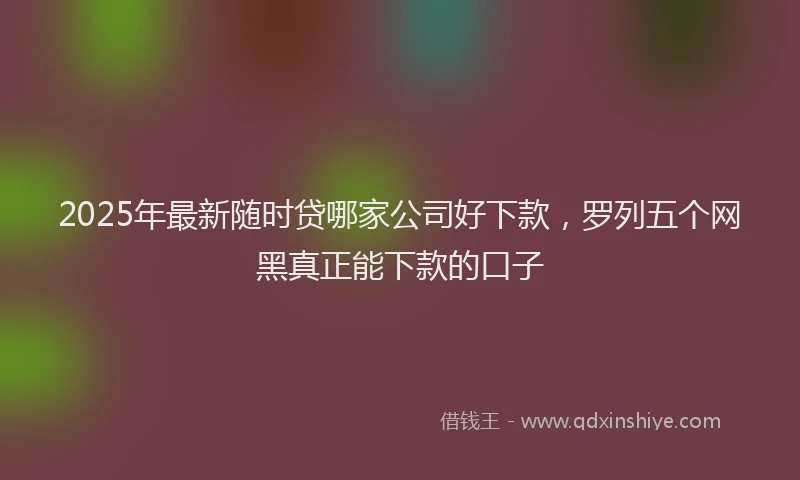 2025年最新随时贷哪家公司好下款，罗列五个网黑真正能下款的口子