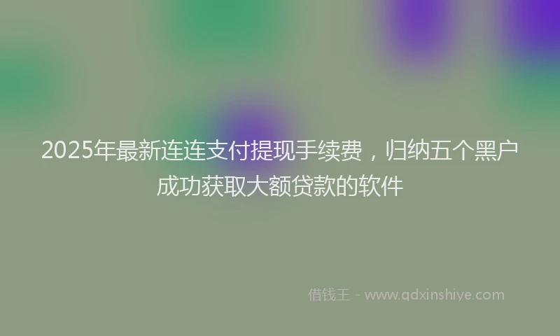 2025年最新连连支付提现手续费，归纳五个黑户成功获取大额贷款的软件