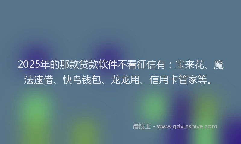 2025年的那款贷款软件不看征信有：宝来花、魔法速借、快鸟钱包、龙龙用、信用卡管家等。