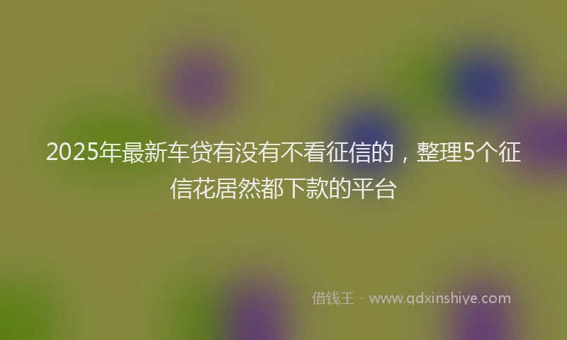2025年最新车贷有没有不看征信的，整理5个征信花居然都下款的平台
