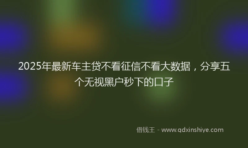2025年最新车主贷不看征信不看大数据，分享五个无视黑户秒下的口子