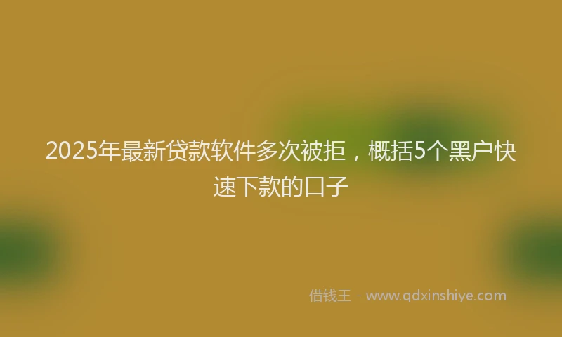 2025年最新贷款软件多次被拒，概括5个黑户快速下款的口子