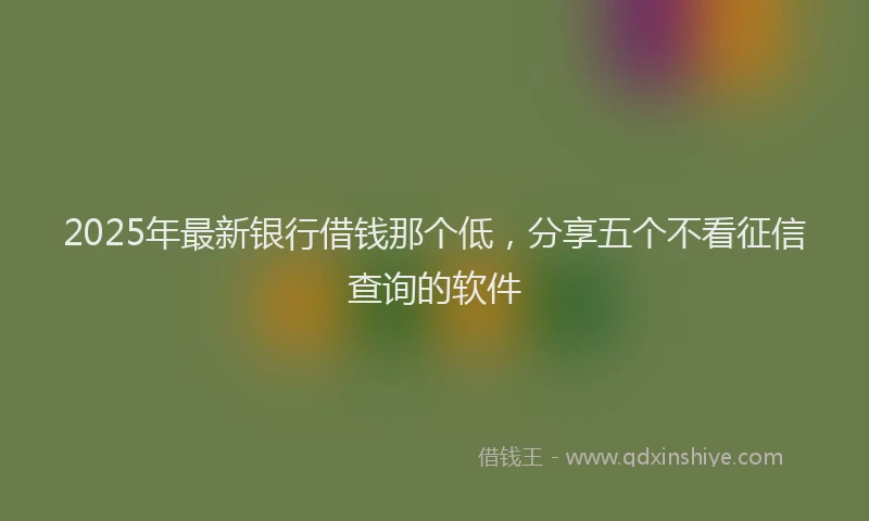 2025年最新银行借钱那个低，分享五个不看征信查询的软件