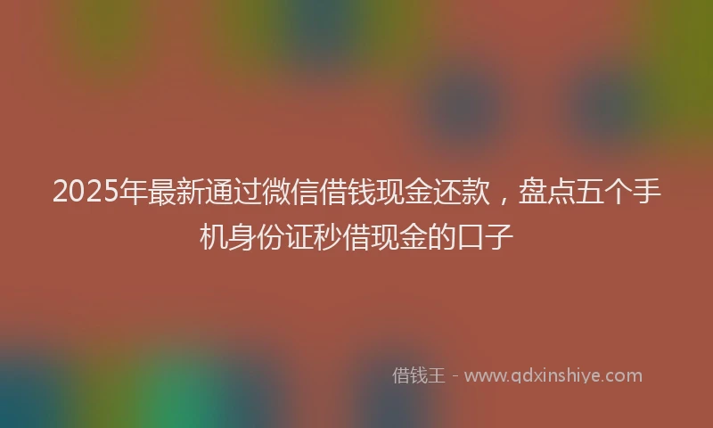 2025年最新通过微信借钱现金还款，盘点五个手机身份证秒借现金的口子