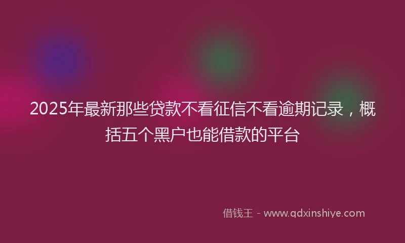 2025年最新那些贷款不看征信不看逾期记录，概括五个黑户也能借款的平台