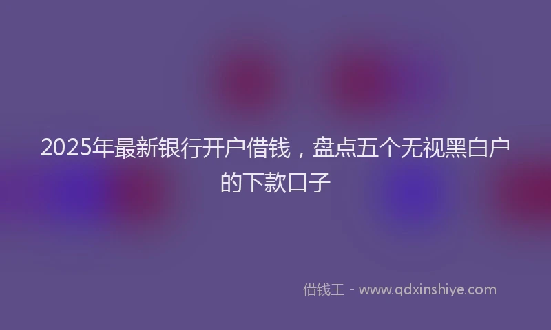 2025年最新银行开户借钱，盘点五个无视黑白户的下款口子