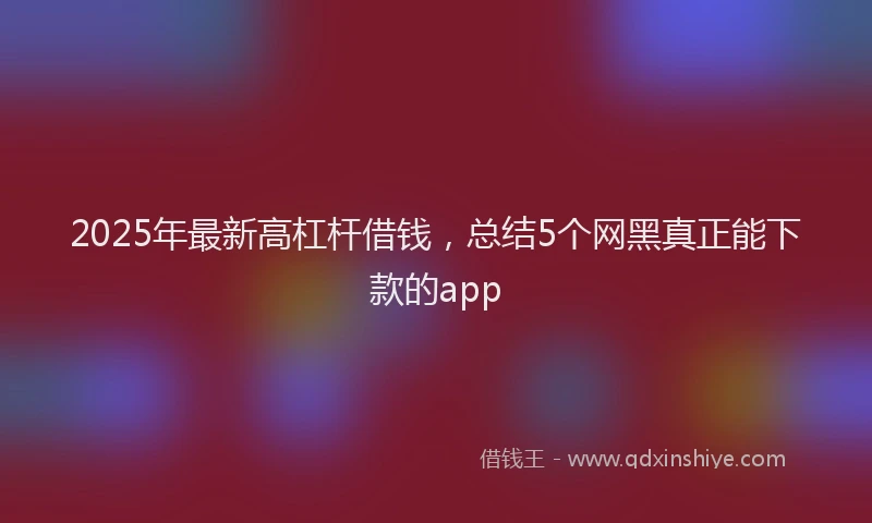 2025年最新高杠杆借钱，总结5个网黑真正能下款的app