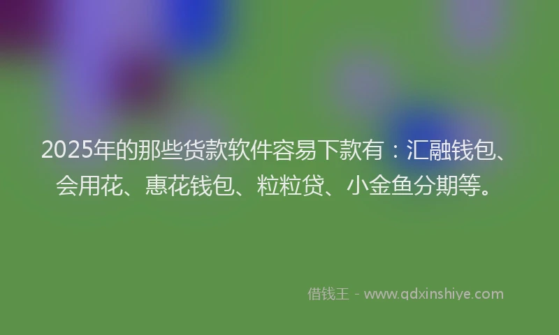 2025年的那些货款软件容易下款有：汇融钱包、会用花、惠花钱包、粒粒贷、小金鱼分期等。