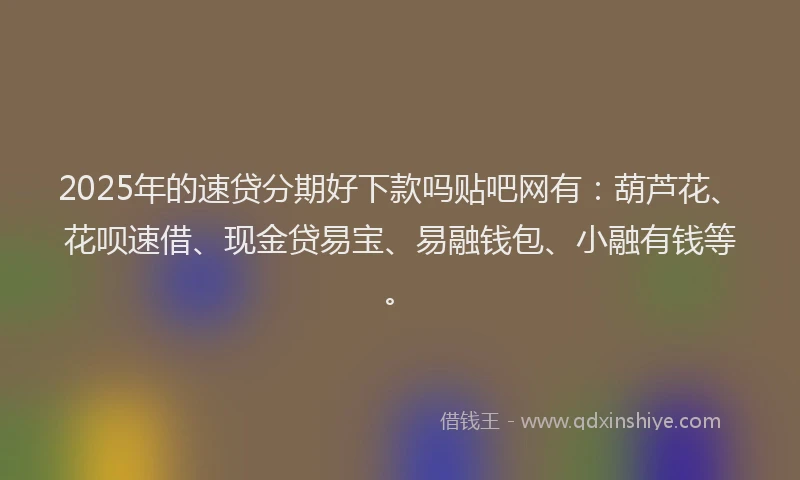 2025年的速贷分期好下款吗贴吧网有：葫芦花、花呗速借、现金贷易宝、易融钱包、小融有钱等。