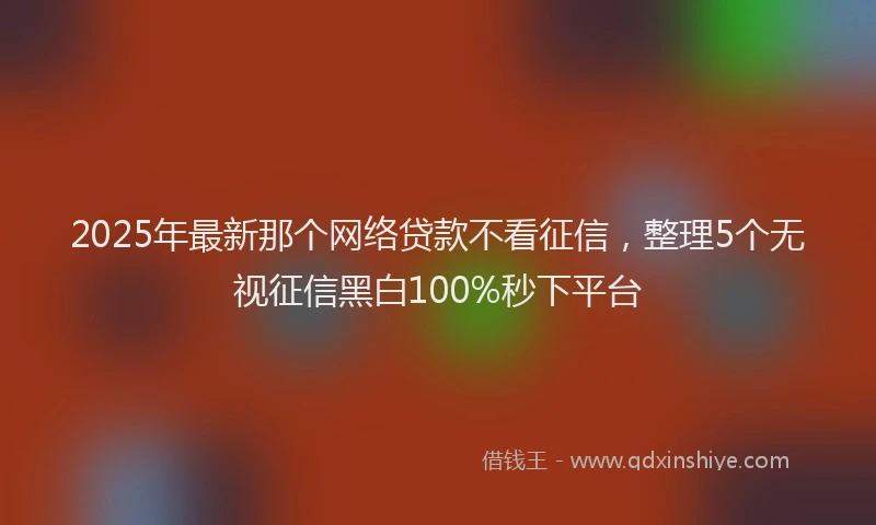 2025年最新那个网络贷款不看征信，整理5个无视征信黑白100%秒下平台
