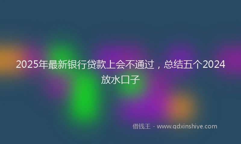 2025年最新银行贷款上会不通过，总结五个2024放水口子