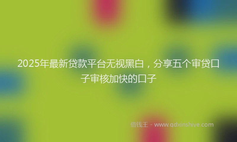 2025年最新贷款平台无视黑白，分享五个审贷口子审核加快的口子