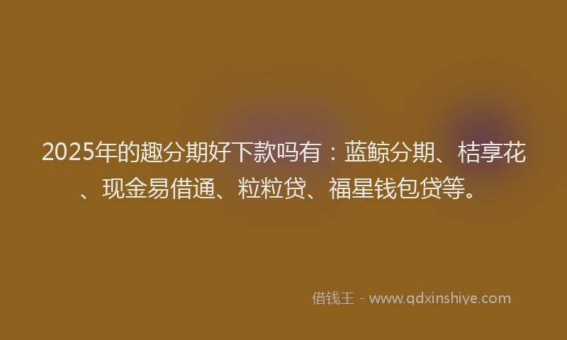 2025年的趣分期好下款吗有：蓝鲸分期、桔享花、现金易借通、粒粒贷、福星钱包贷等。