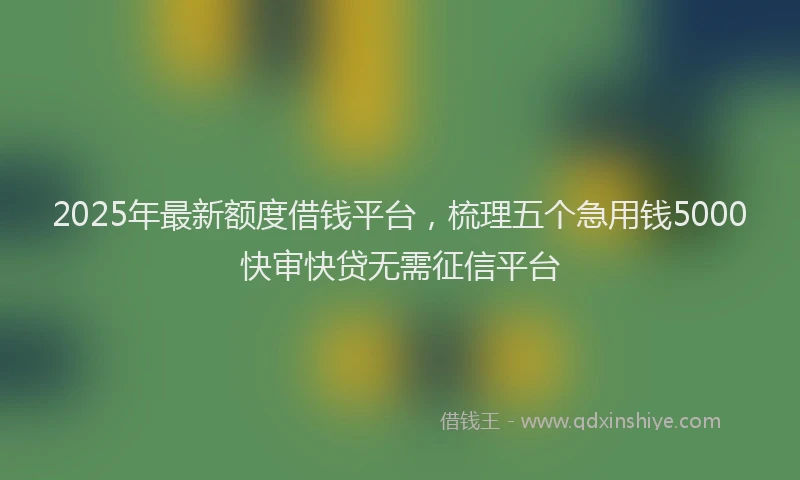 2025年最新额度借钱平台，梳理五个急用钱5000快审快贷无需征信平台
