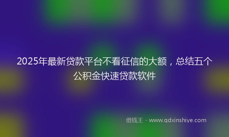 2025年最新贷款平台不看征信的大额，总结五个公积金快速贷款软件