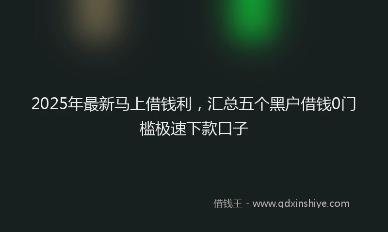 2025年最新马上借钱利，汇总五个黑户借钱0门槛极速下款口子