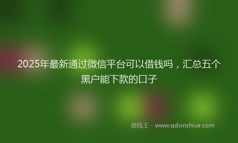 2025年最新通过微信平台可以借钱吗，汇总五个黑户能下款的口子