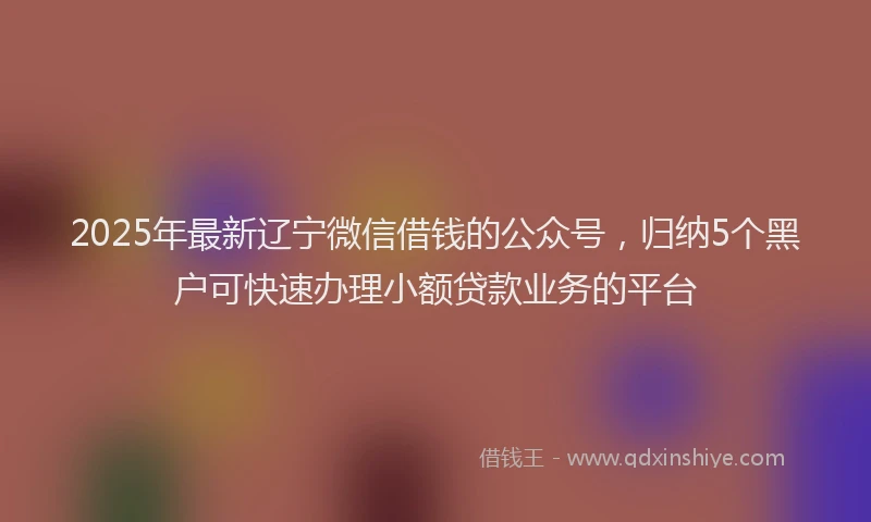 2025年最新辽宁微信借钱的公众号，归纳5个黑户可快速办理小额贷款业务的平台