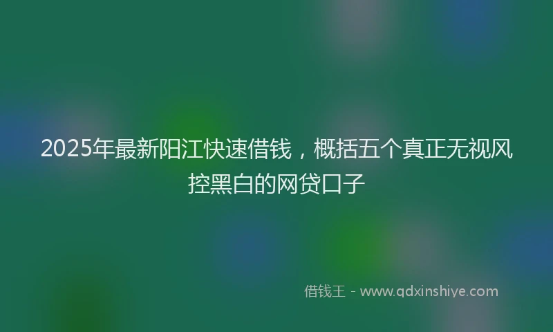 2025年最新阳江快速借钱，概括五个真正无视风控黑白的网贷口子
