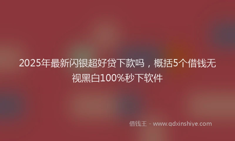 2025年最新闪银超好贷下款吗，概括5个借钱无视黑白100%秒下软件