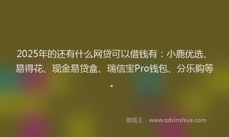 2025年的还有什么网贷可以借钱有：小鹿优选、易得花、现金易贷盒、瑞信宝Pro钱包、分乐购等。