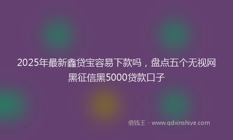 2025年最新鑫贷宝容易下款吗，盘点五个无视网黑征信黑5000贷款口子