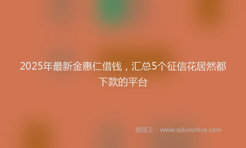 2025年最新金惠仁借钱，汇总5个征信花居然都下款的平台
