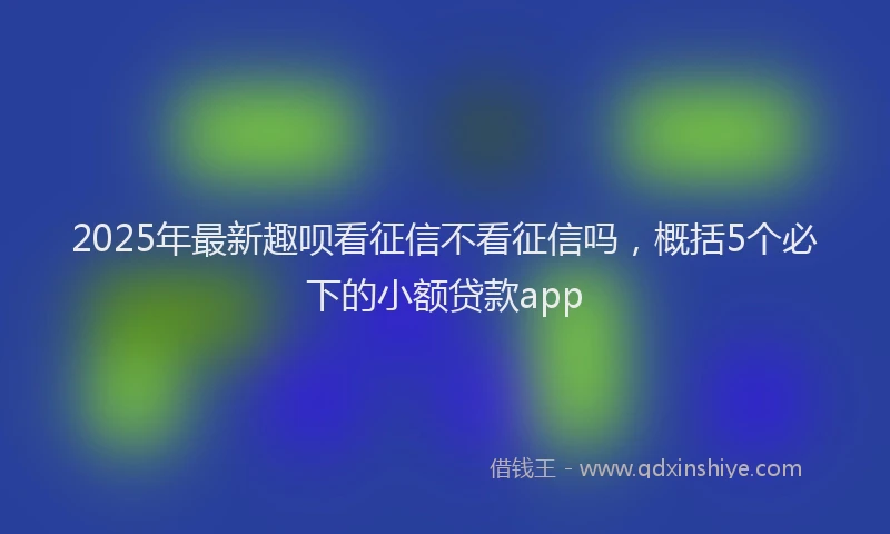 2025年最新趣呗看征信不看征信吗，概括5个必下的小额贷款app