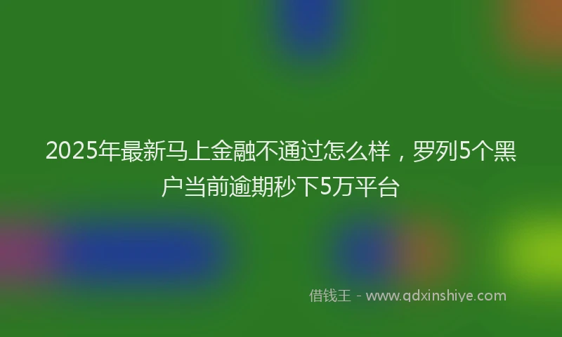 2025年最新马上金融不通过怎么样，罗列5个黑户当前逾期秒下5万平台