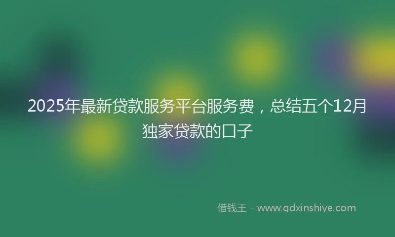 2025年最新贷款服务平台服务费，总结五个12月独家贷款的口子
