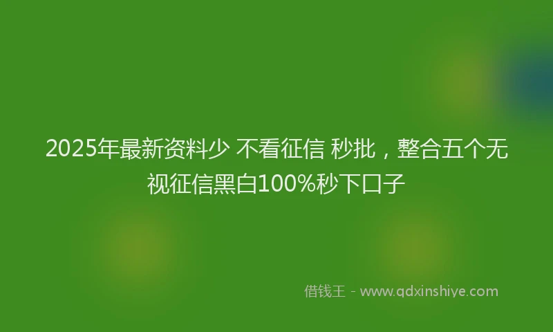 2025年最新资料少 不看征信 秒批，整合五个无视征信黑白100%秒下口子
