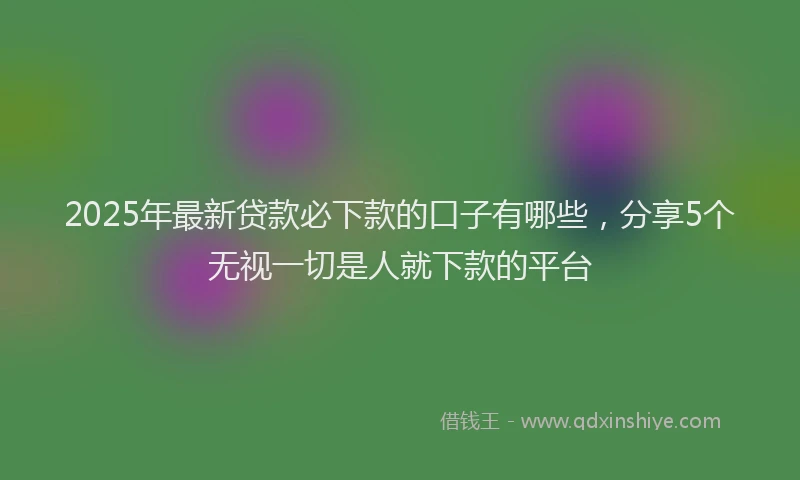 2025年最新贷款必下款的口子有哪些，分享5个无视一切是人就下款的平台